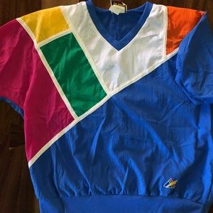Vintage 80s Color Block Top w/Shoulder Pads